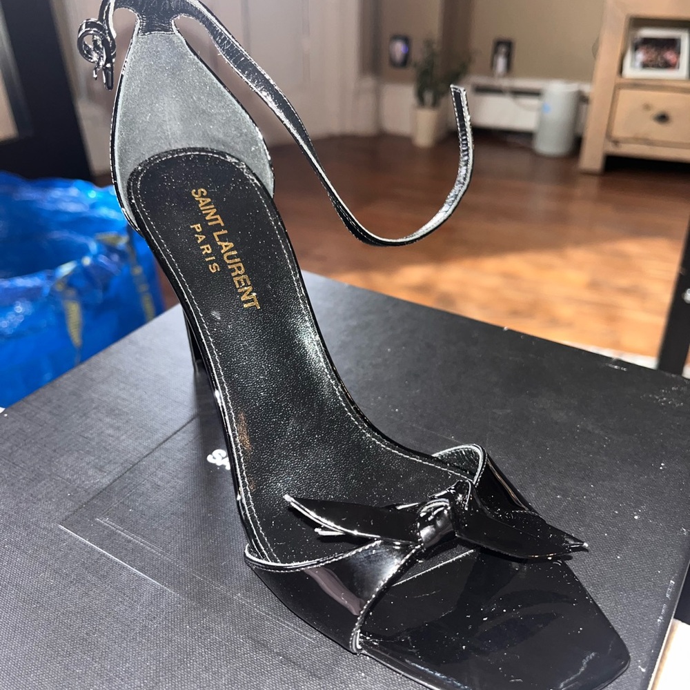 YSL BLACK BOW HEELS